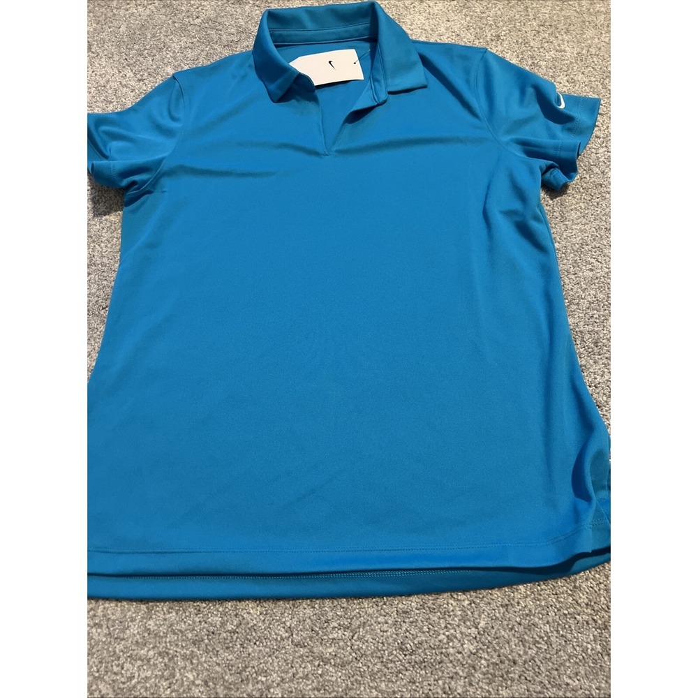 Nike Womens Golf Coaches Short Sleeve Polo Womens Size Medium Bright Blue